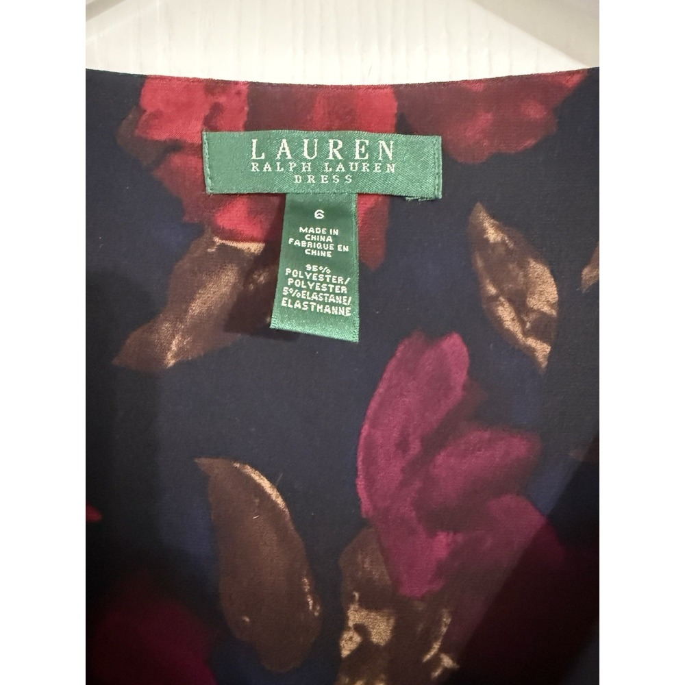 Ralph Lauren Women's Floral Dress Red/Purple, Sleeveless, Size 6 With Slit - Picture 2 of 3